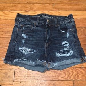 American eagle dark blue stretchy jean shorts highwasited